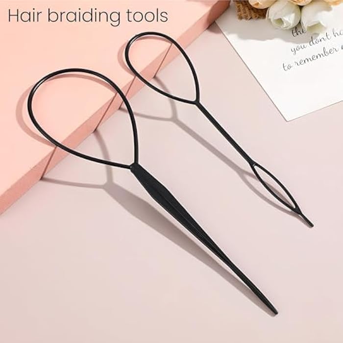 YXL 2Pcs Hair Braiding Tool, Topsy Tail Hair Tool, Hair Loop Pull Through Tool, Hair Plaiting Tool for Making Women and Girls Hair Style - Image 3